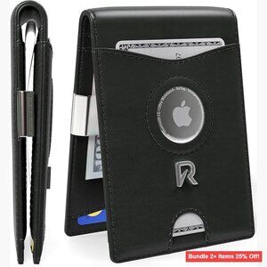 Slim RFID Wallet with Money Clip Holds 12 Cards Durable Leather